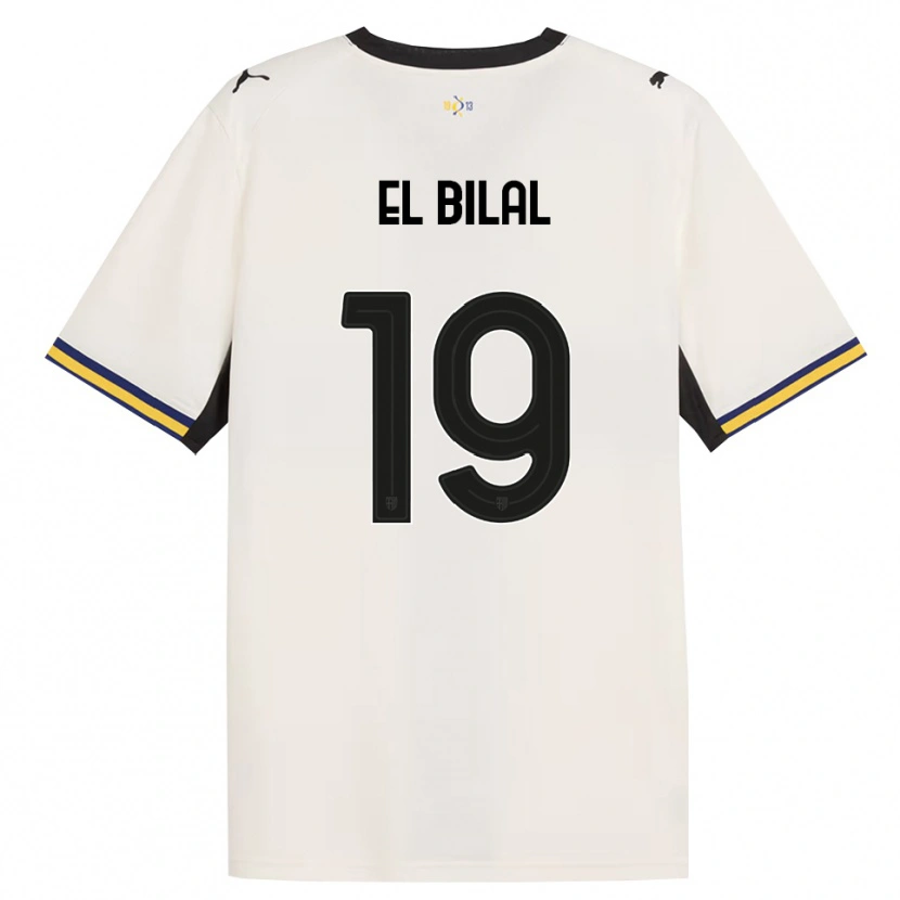 Danxen Mulher Camisola El Bilal Touré #19 Off-White Preto Amarelo Principal 2026/27 Camisa