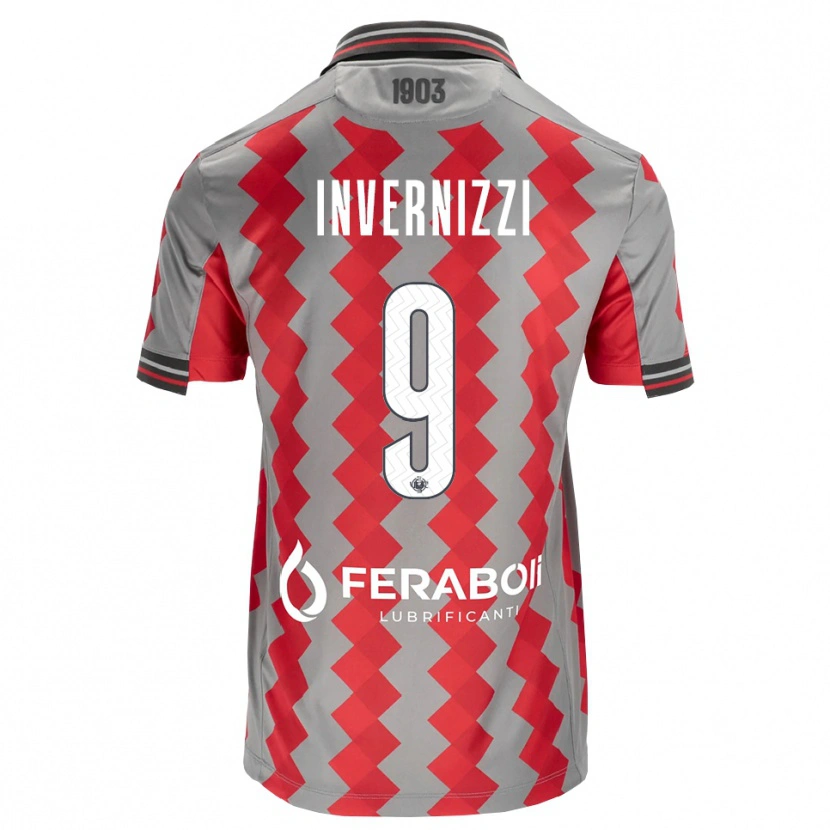 Danxen Mulher Camisola Leonardo Invernizzi #9 Cinza Vermelho Branco Principal 2026/27 Camisa