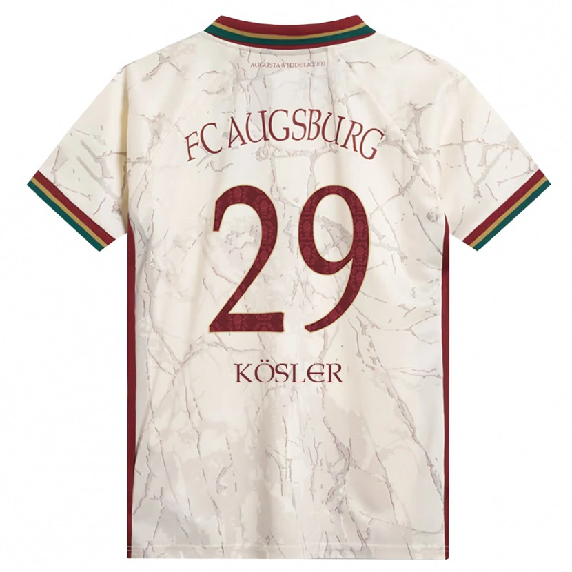 Danxen Mulher Camisola Maximilian Kösler #29 Verde Arroz Branco Bordô Principal 2026/27 Camisa