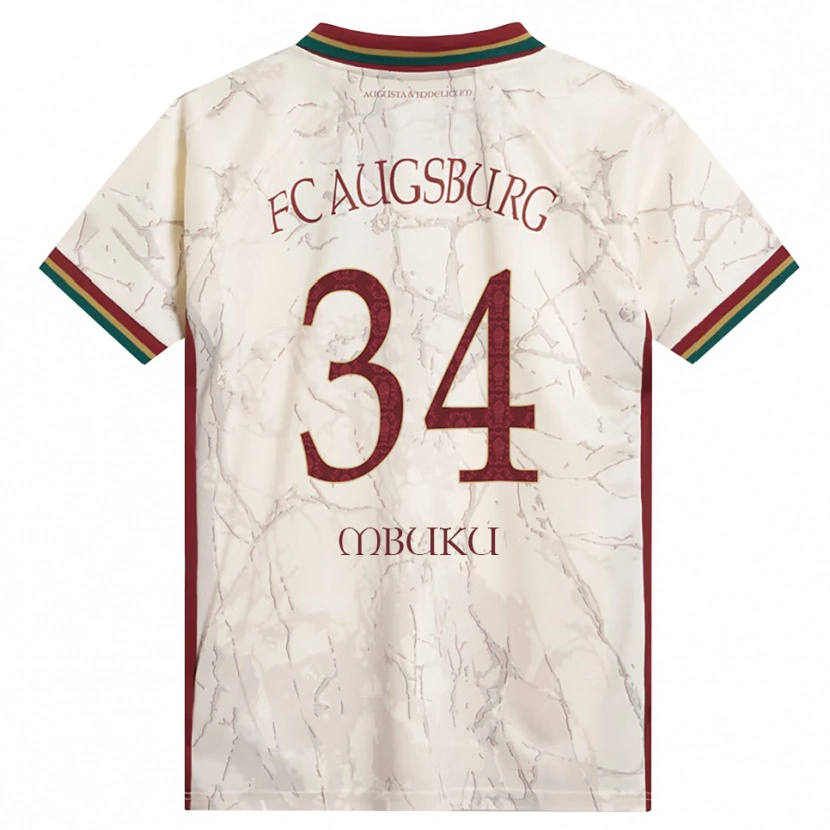 Danxen Mulher Camisola Nathanaël Mbuku #34 Verde Arroz Branco Bordô Principal 2026/27 Camisa