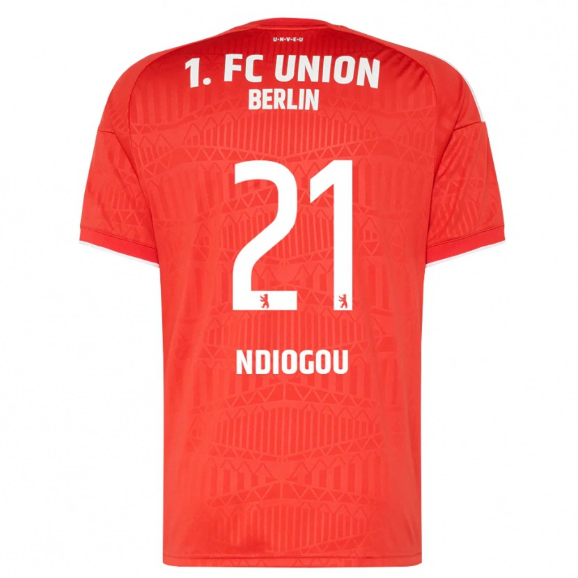 Danxen Mulher Camisola Pape-Omar Ndiogou #21 Vermelho Branco Principal 2026/27 Camisa