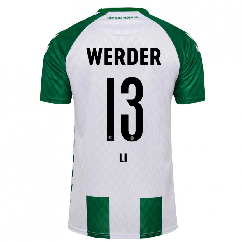 Danxen Mulher Camisola Xiancheng Li #13 Verde Branco Principal 2026/27 Camisa