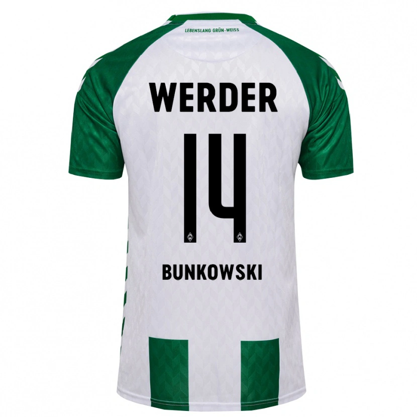 Danxen Mulher Camisola Paul Bunkowski #14 Verde Branco Principal 2026/27 Camisa
