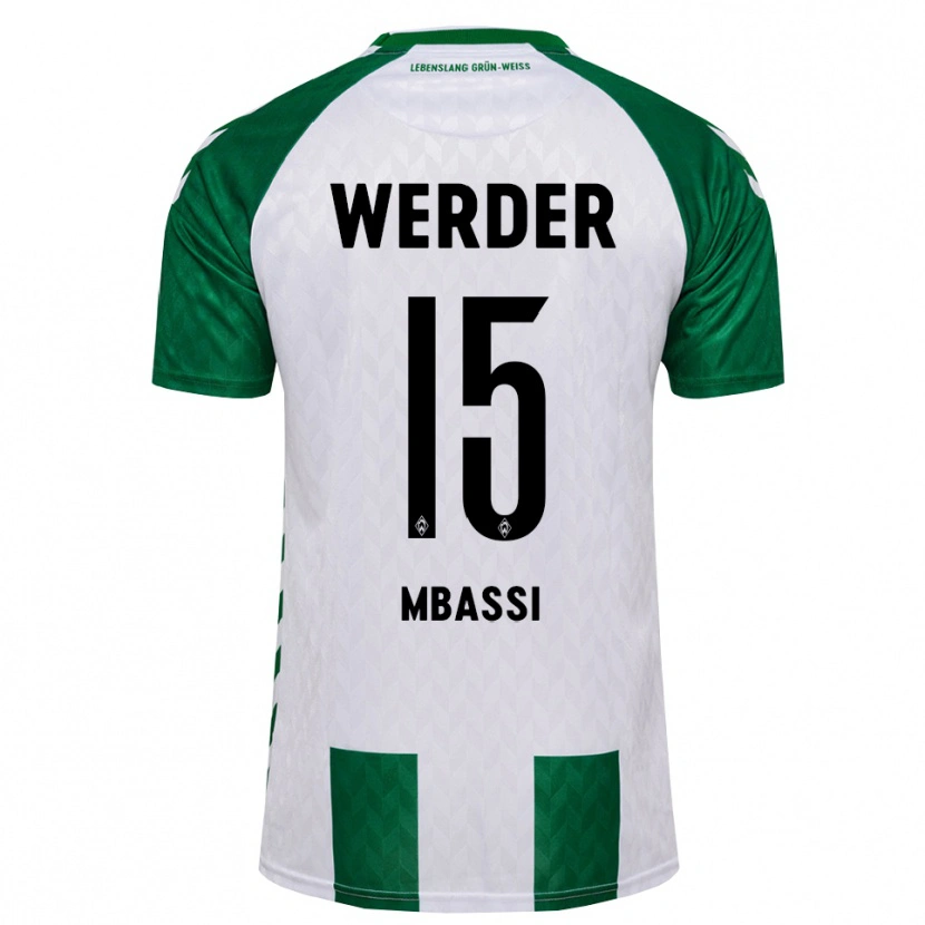 Danxen Mulher Camisola Mario Mbassi #15 Verde Branco Principal 2026/27 Camisa