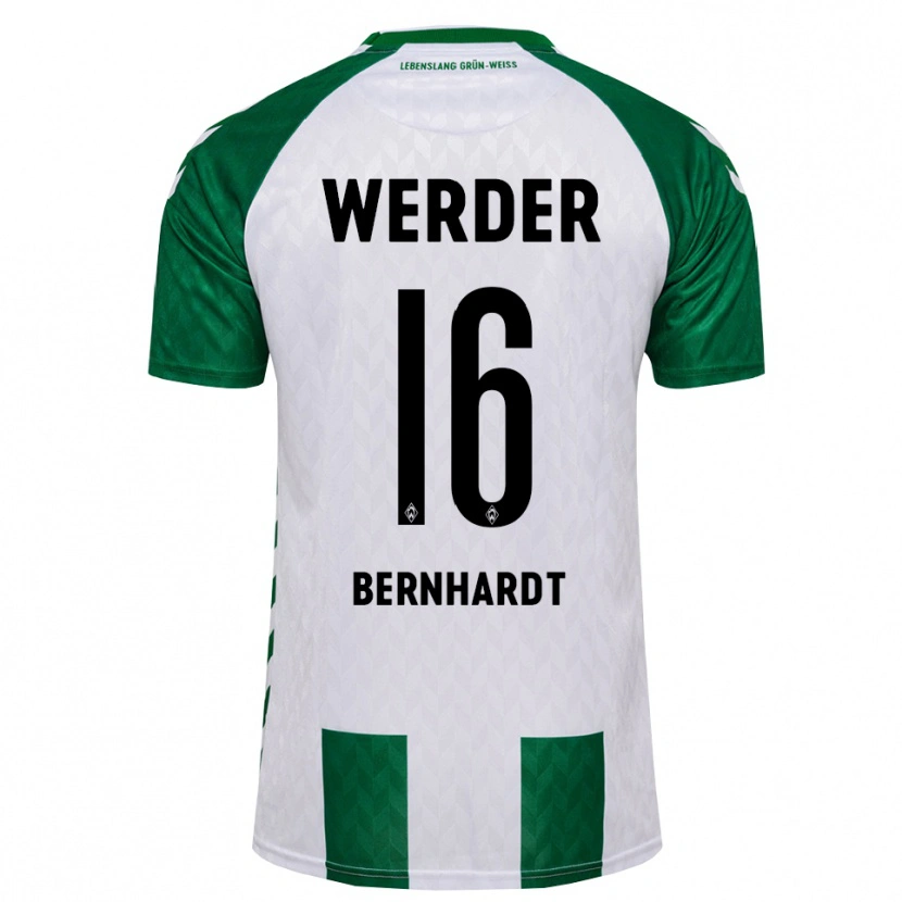 Danxen Mulher Camisola Emilie Bernhardt #16 Verde Branco Principal 2026/27 Camisa