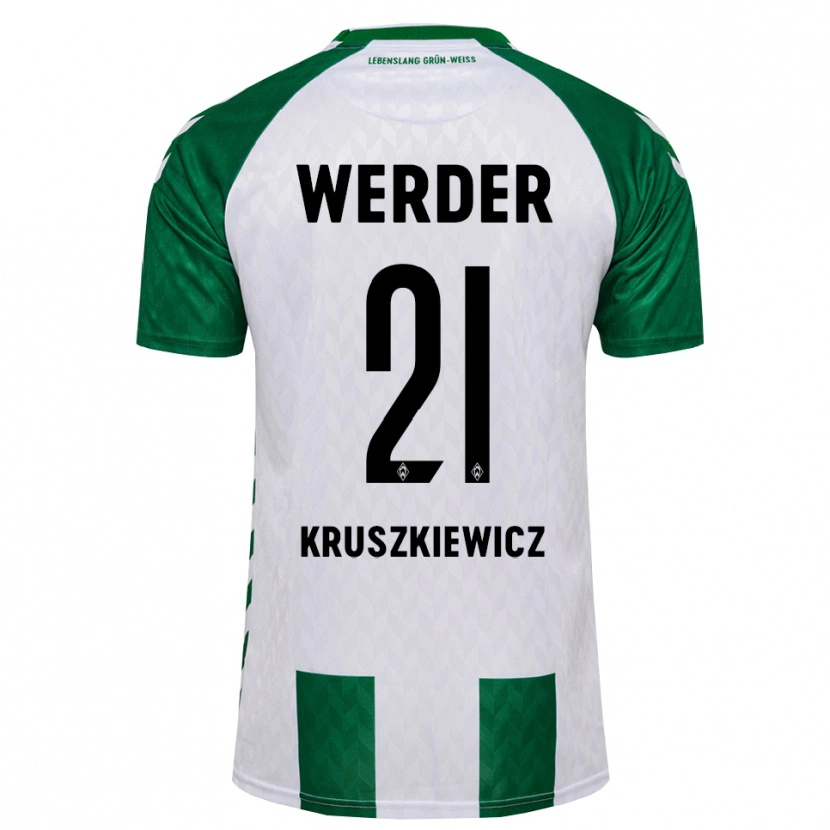 Danxen Mulher Camisola Jakub Kruszkiewicz #21 Verde Branco Principal 2026/27 Camisa