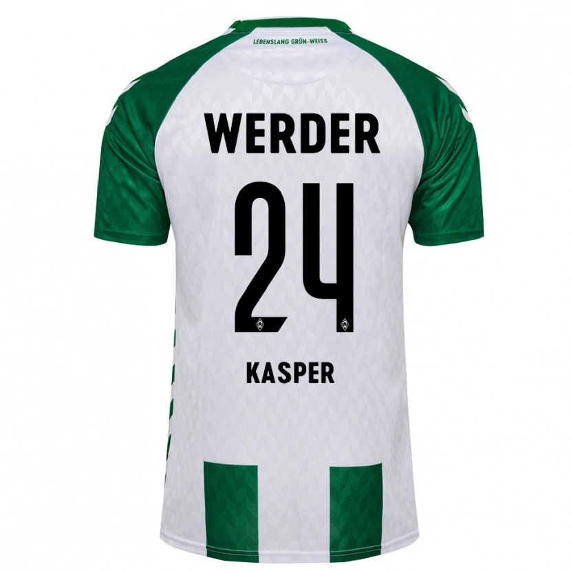 Danxen Mulher Camisola Dominik Kasper #24 Verde Branco Principal 2026/27 Camisa