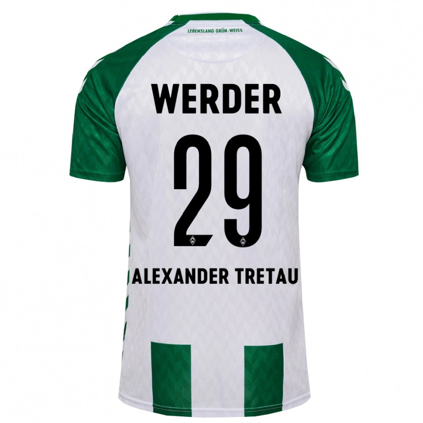 Danxen Mulher Camisola Hans Alexander Tretau #29 Verde Branco Principal 2026/27 Camisa