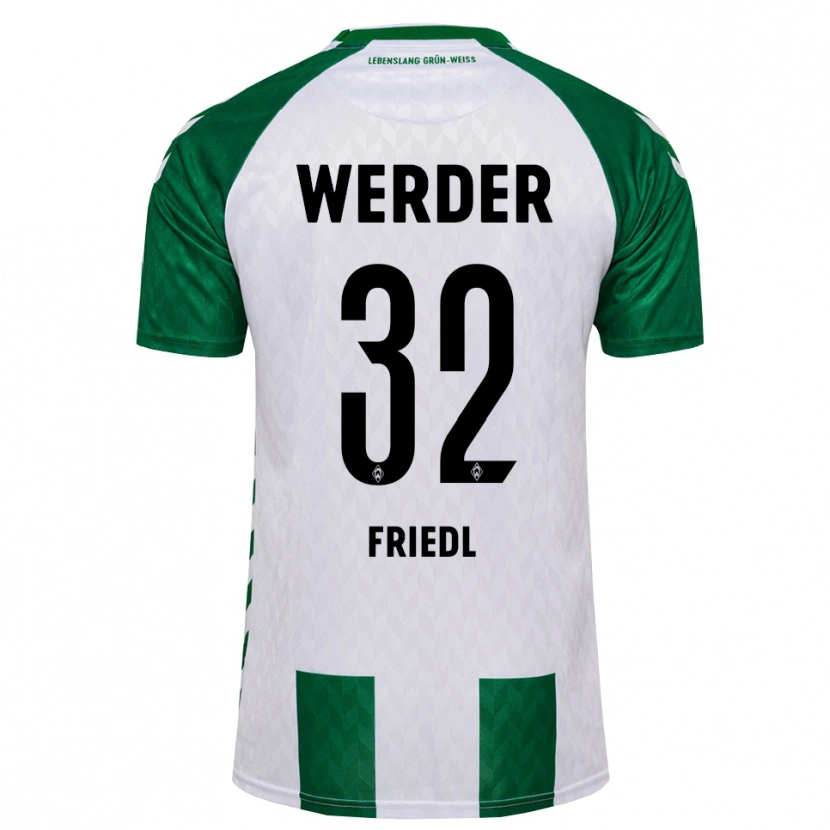 Danxen Mulher Camisola Marco Friedl #32 Verde Branco Principal 2026/27 Camisa
