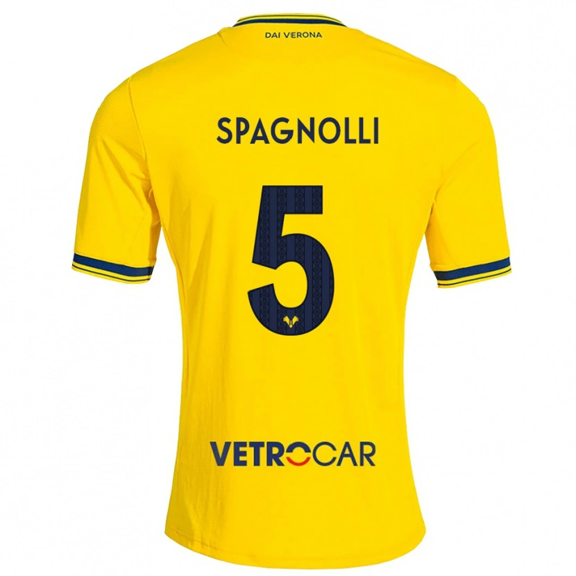 Danxen Mulher Camisola Matteo Spagnolli #5 Amarelo Vermelho Alternativa 2026/27 Camisa