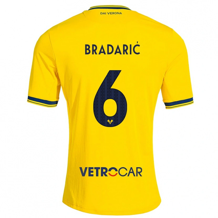 Danxen Mulher Camisola Domagoj Bradarić #6 Amarelo Vermelho Alternativa 2026/27 Camisa