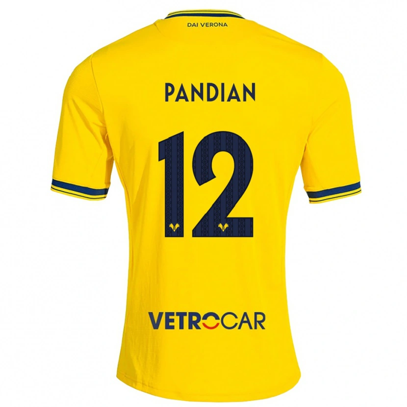 Danxen Mulher Camisola Alessandro Pandian #12 Amarelo Vermelho Alternativa 2026/27 Camisa