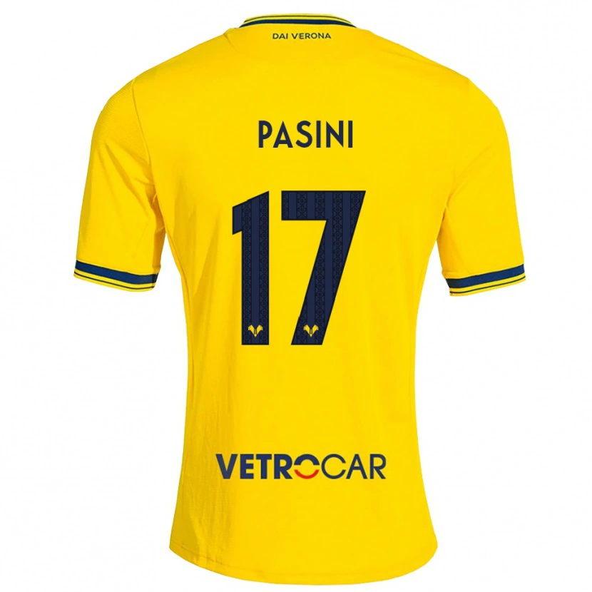 Danxen Mulher Camisola Veronica Pasini #17 Amarelo Vermelho Alternativa 2026/27 Camisa