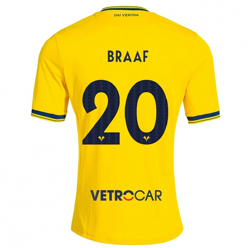 Danxen Mulher Camisola Jayden Braaf #20 Amarelo Vermelho Alternativa 2026/27 Camisa