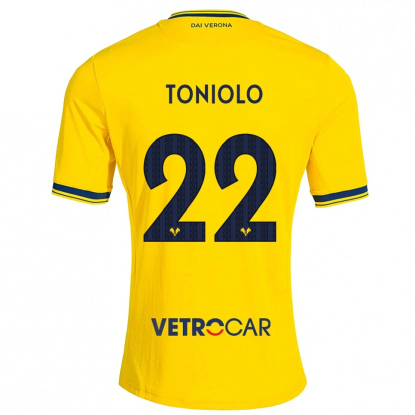 Danxen Mulher Camisola Giacomo Toniolo #22 Amarelo Vermelho Alternativa 2026/27 Camisa