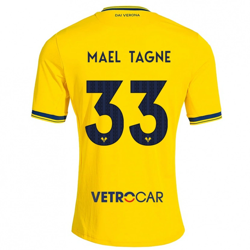 Danxen Mulher Camisola Noe Mael Tagne #33 Amarelo Vermelho Alternativa 2026/27 Camisa