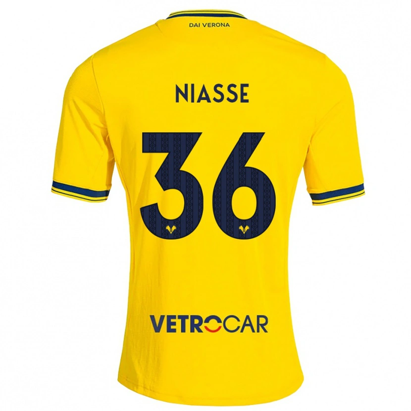 Danxen Mulher Camisola Cheikh Niasse #36 Amarelo Vermelho Alternativa 2026/27 Camisa