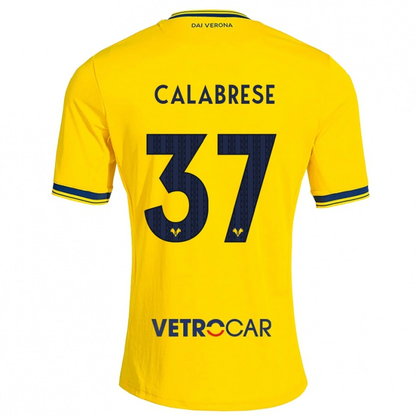 Danxen Mulher Camisola Nicolò Calabrese #37 Amarelo Vermelho Alternativa 2026/27 Camisa