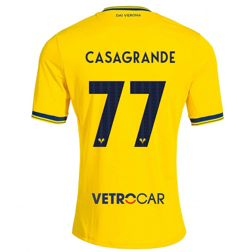 Danxen Mulher Camisola Tommaso Casagrande #77 Amarelo Vermelho Alternativa 2026/27 Camisa