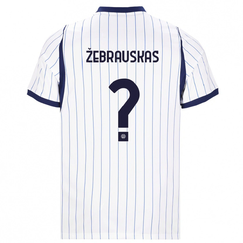 Danxen Mulher Camisola Jokūbas Žebrauskas #0 Branco Azul Marinho Alternativa 2026/27 Camisa