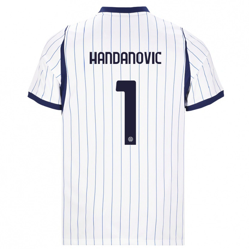 Danxen Mulher Camisola Samir Handanovic #1 Branco Azul Marinho Alternativa 2026/27 Camisa