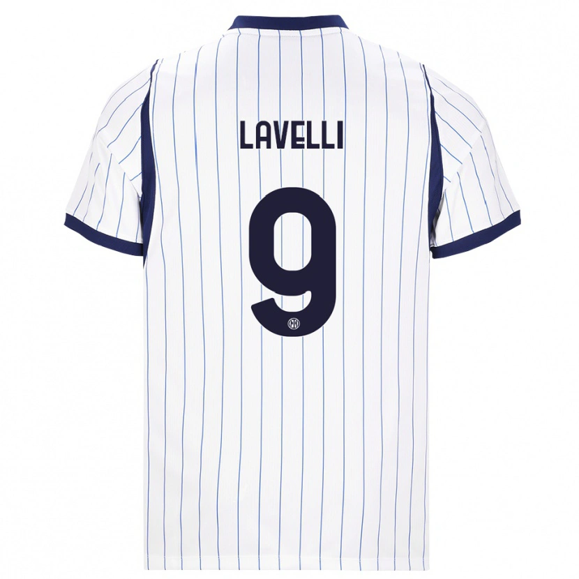 Danxen Mulher Camisola Matteo Lavelli #9 Branco Azul Marinho Alternativa 2026/27 Camisa