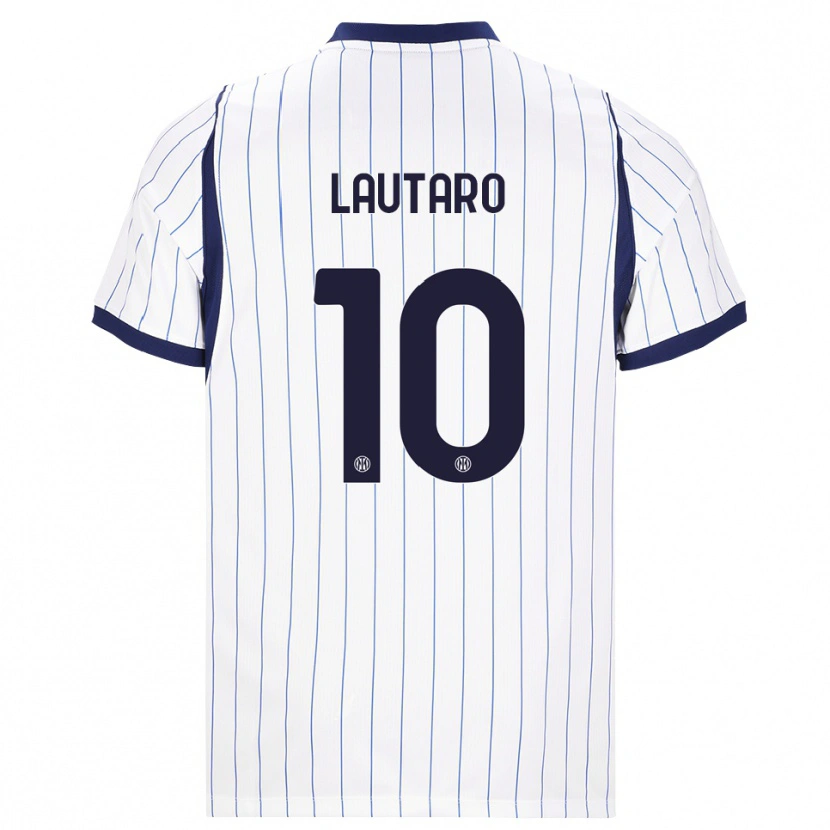 Danxen Mulher Camisola Lautaro Martínez #10 Branco Azul Marinho Alternativa 2026/27 Camisa