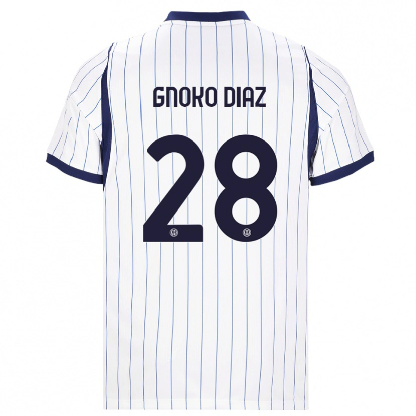 Danxen Mulher Camisola Hillary Gnoko Diaz #28 Branco Azul Marinho Alternativa 2026/27 Camisa