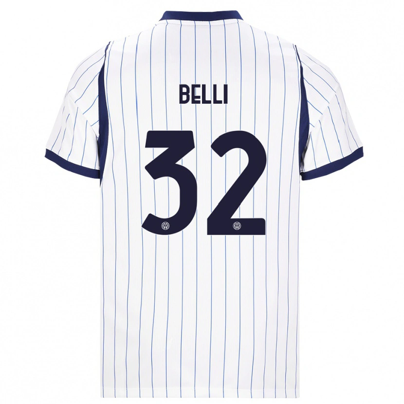 Danxen Mulher Camisola Elena Belli #32 Branco Azul Marinho Alternativa 2026/27 Camisa
