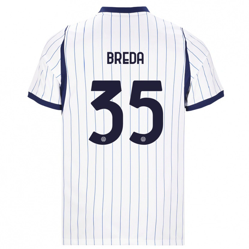 Danxen Mulher Camisola Cristian Breda #35 Branco Azul Marinho Alternativa 2026/27 Camisa