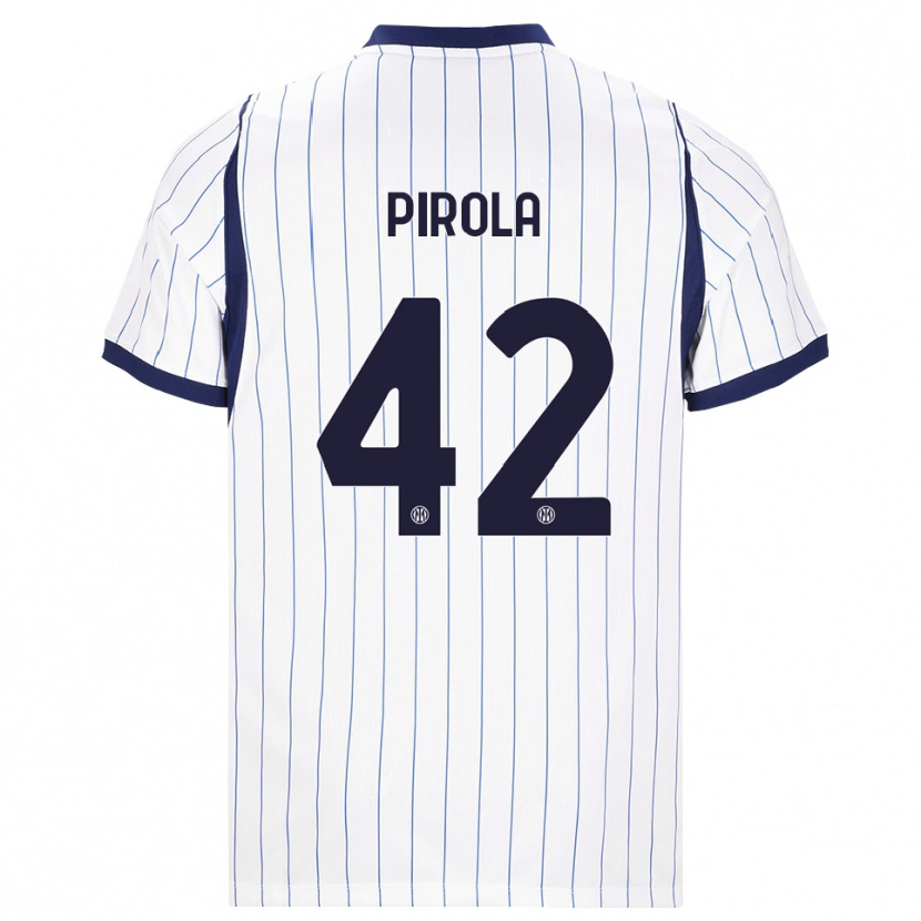 Danxen Mulher Camisola Samuele Pirola #42 Branco Azul Marinho Alternativa 2026/27 Camisa