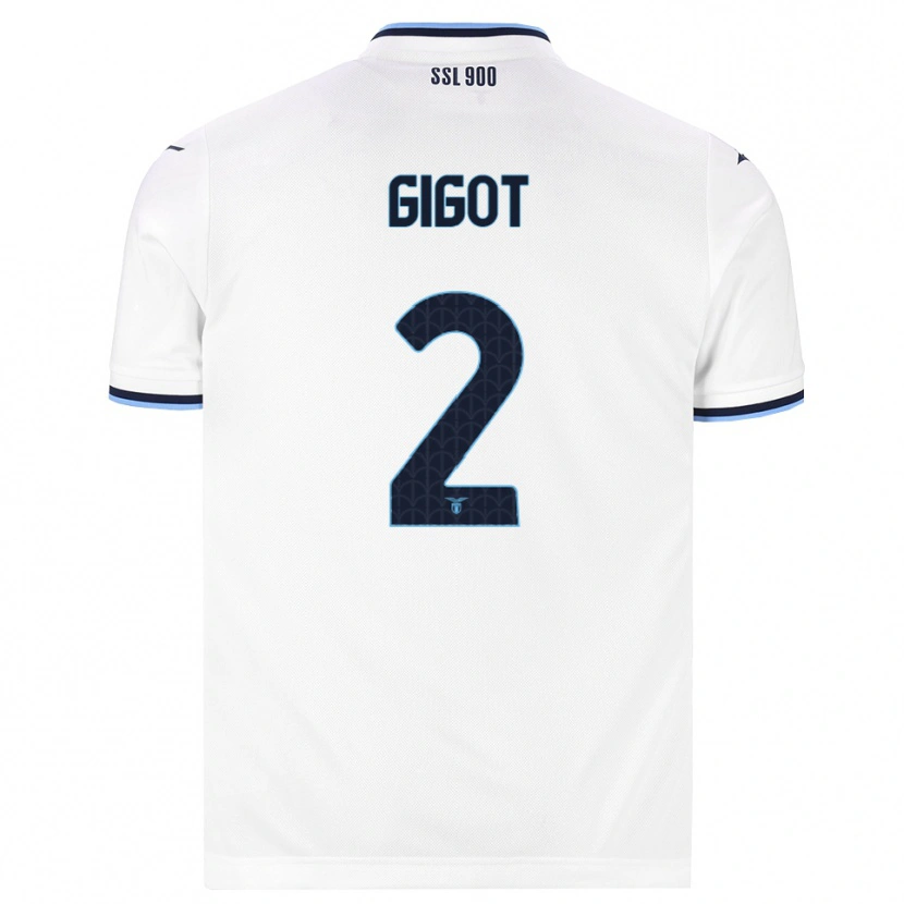 Danxen Mulher Camisola Samuel Gigot #2 Branco Azul Marinho Alternativa 2026/27 Camisa