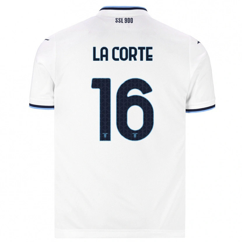 Danxen Mulher Camisola Pietro La Corte #16 Branco Azul Marinho Alternativa 2026/27 Camisa