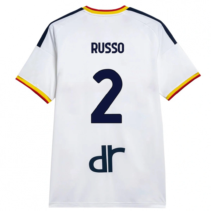 Danxen Mulher Camisola Luca Russo #2 Branco Amarelo Vermelho Alternativa 2026/27 Camisa