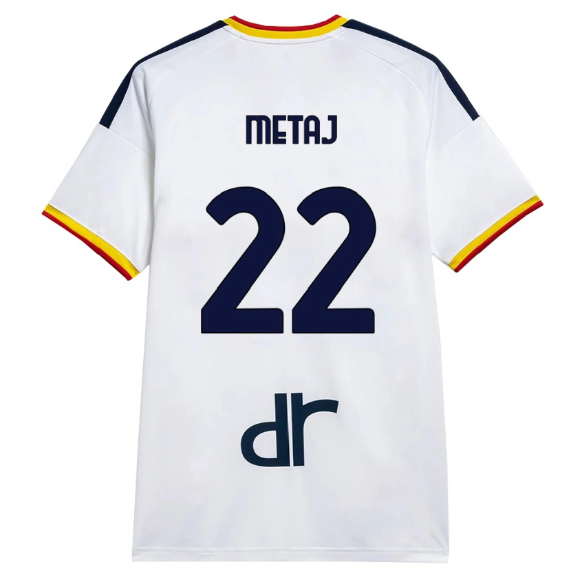 Danxen Mulher Camisola Dejvi Metaj #22 Branco Amarelo Vermelho Alternativa 2026/27 Camisa
