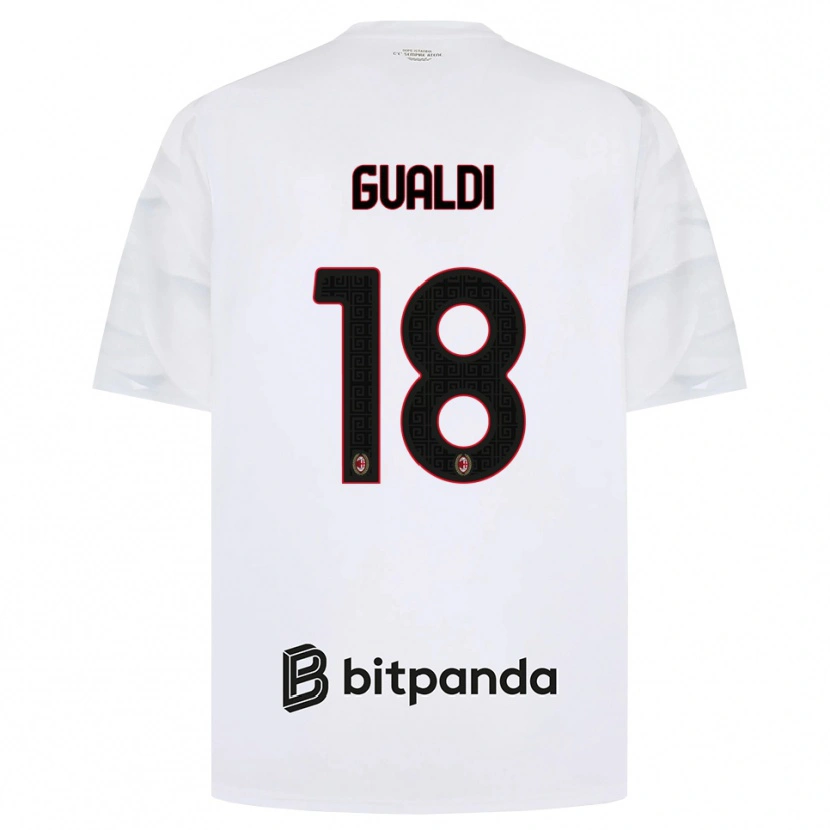 Danxen Mulher Camisola Andrea Gualdi #18 Branco Vermelho Preto Alternativa 2026/27 Camisa
