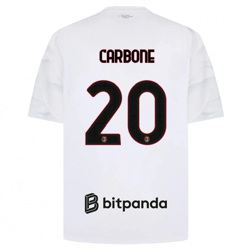 Danxen Mulher Camisola Emanuele Carbone #20 Branco Vermelho Preto Alternativa 2026/27 Camisa