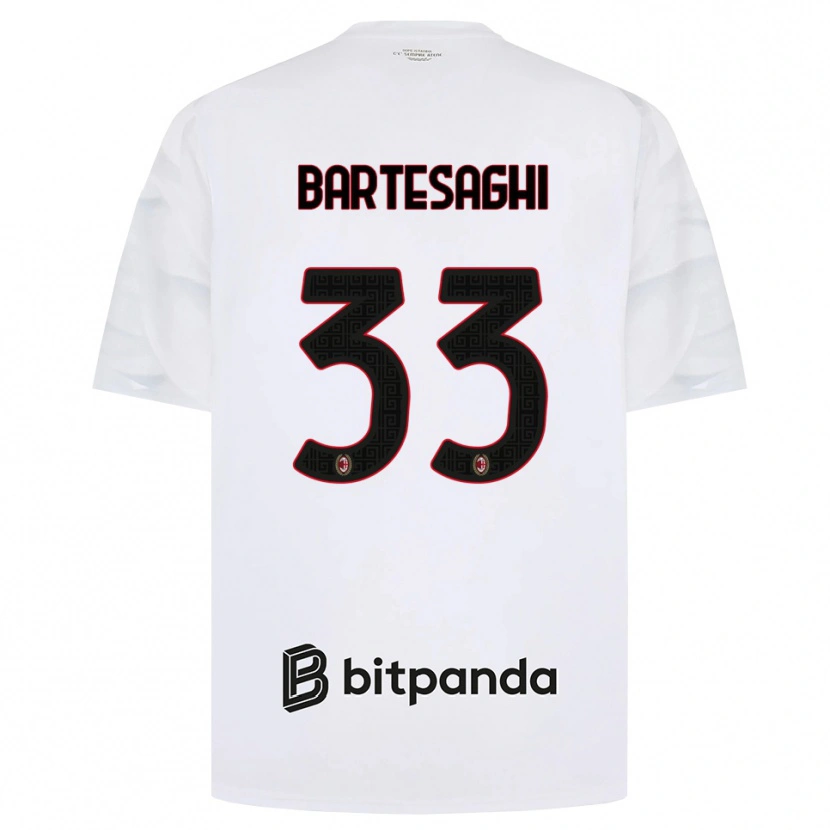 Danxen Mulher Camisola Davide Bartesaghi #33 Branco Vermelho Preto Alternativa 2026/27 Camisa