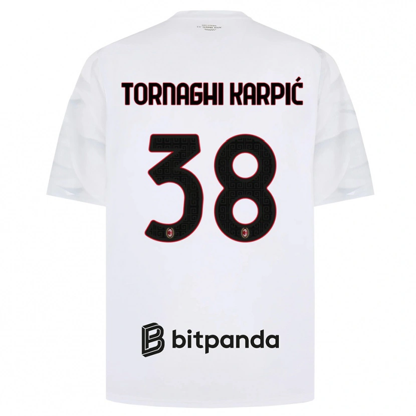 Danxen Mulher Camisola Lavinia Tornaghi Karpić #38 Branco Vermelho Preto Alternativa 2026/27 Camisa