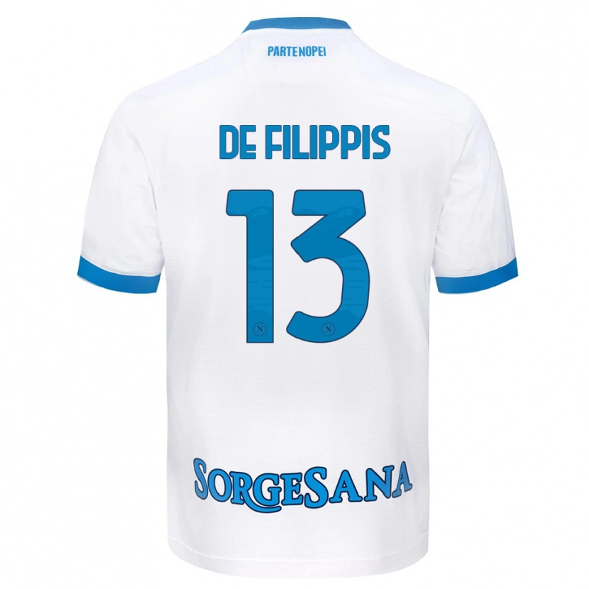 Danxen Mulher Camisola Antonio De Filippis #13 Azul Celeste Branco Alternativa 2026/27 Camisa