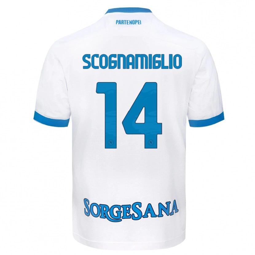 Danxen Mulher Camisola Fabio Scognamiglio #14 Azul Celeste Branco Alternativa 2026/27 Camisa