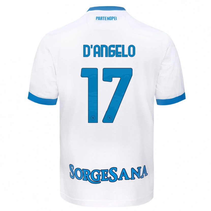 Danxen Mulher Camisola Giuseppe D'angelo #17 Azul Celeste Branco Alternativa 2026/27 Camisa