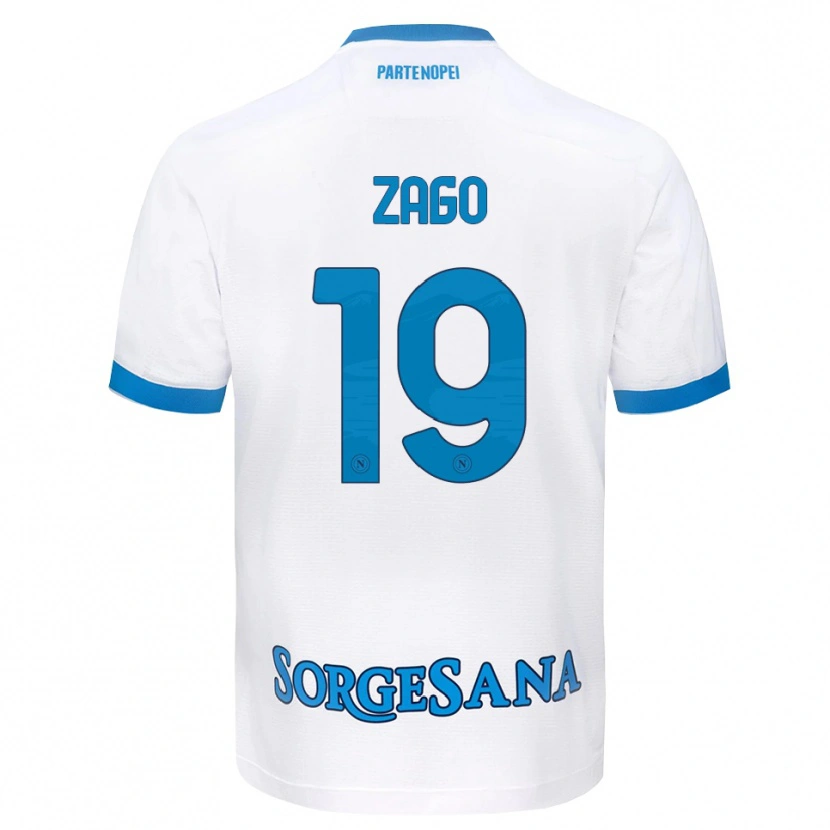 Danxen Mulher Camisola Gabriele Zago #19 Azul Celeste Branco Alternativa 2026/27 Camisa
