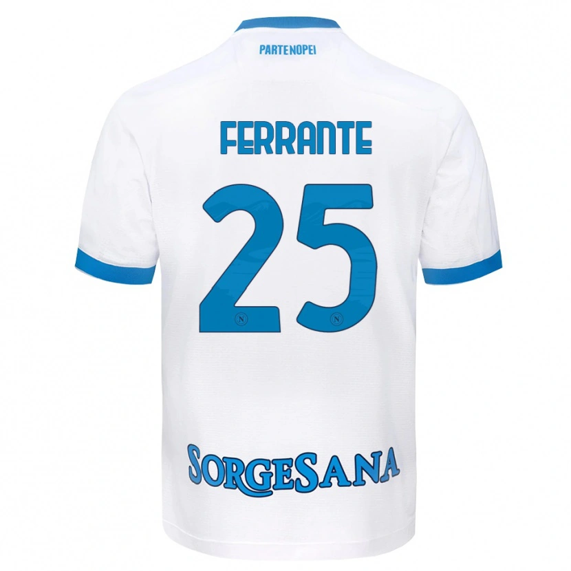 Danxen Mulher Camisola Mathias Ferrante #25 Azul Celeste Branco Alternativa 2026/27 Camisa