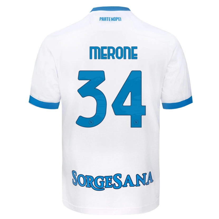 Danxen Mulher Camisola Alessandro Merone #34 Azul Celeste Branco Alternativa 2026/27 Camisa