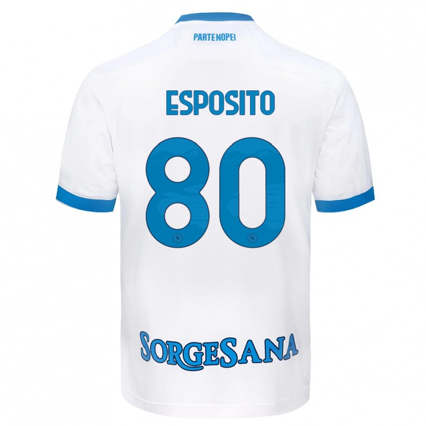 Danxen Mulher Camisola Luigi Esposito #80 Azul Celeste Branco Alternativa 2026/27 Camisa