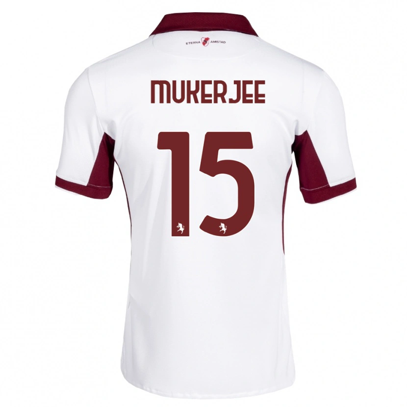 Danxen Mulher Camisola Carlo Mukerjee #15 Bordô Branco Vermelho Alternativa 2026/27 Camisa