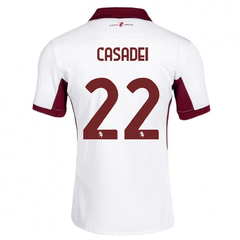 Danxen Mulher Camisola Cesare Casadei #22 Bordô Branco Vermelho Alternativa 2026/27 Camisa