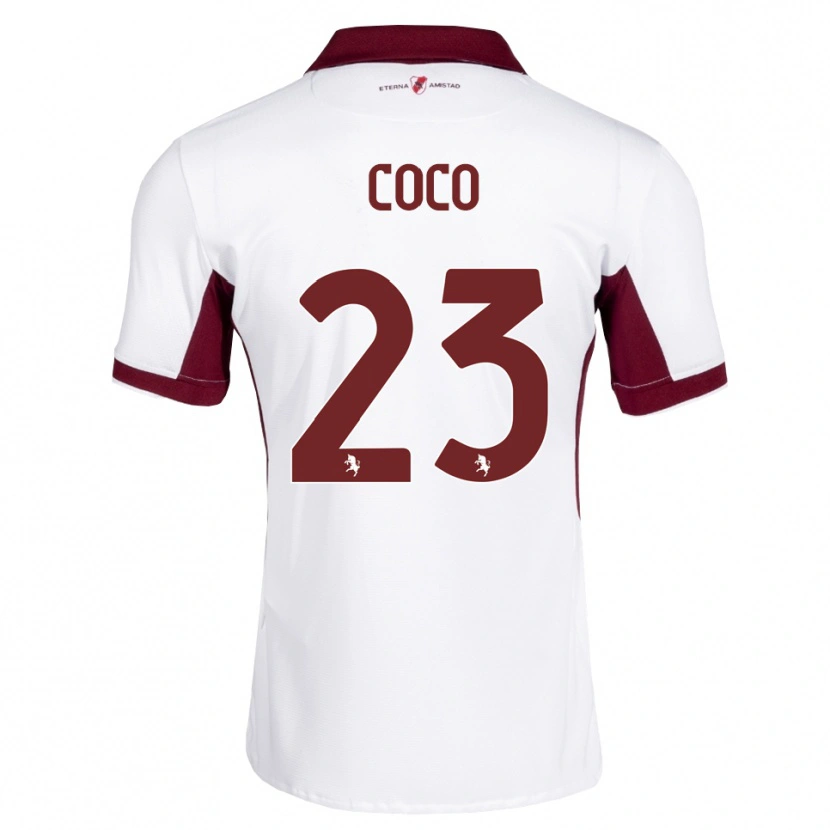 Danxen Mulher Camisola Saúl Coco #23 Bordô Branco Vermelho Alternativa 2026/27 Camisa