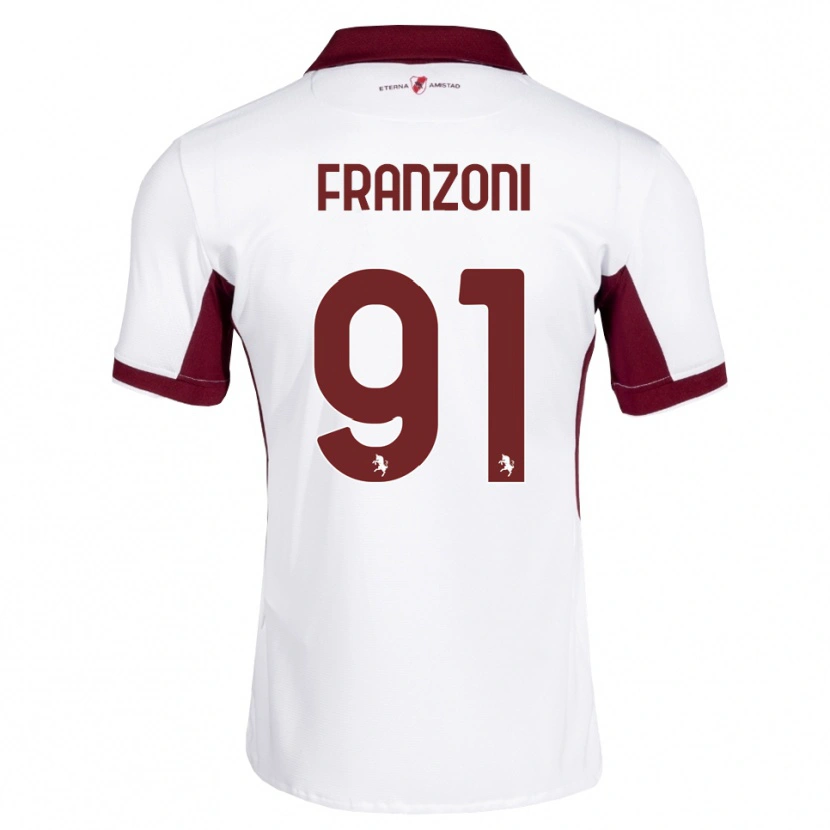 Danxen Mulher Camisola Nicolò Franzoni #91 Bordô Branco Vermelho Alternativa 2026/27 Camisa